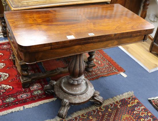 A William IV rosewood card table	 W.92cm